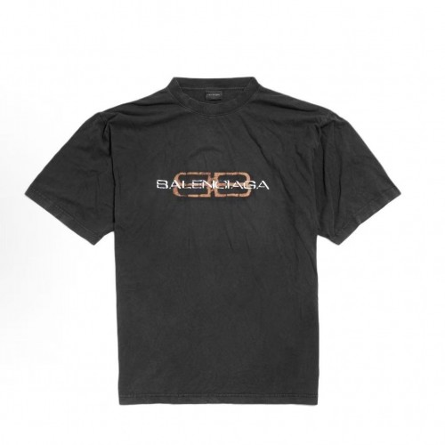 발렌시아가 25FW BB 시리즈 빈티지 워시드 티셔츠 블랙