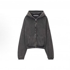 알렉산더왕 SS25 테리 코튼 워시드 로고 프린트 후드 집업 오버핏 긴팔 맨투맨