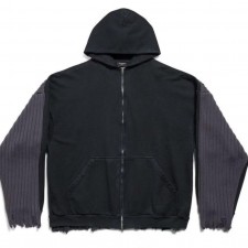 발렌시아가 링 디테일 후드 니트 집업