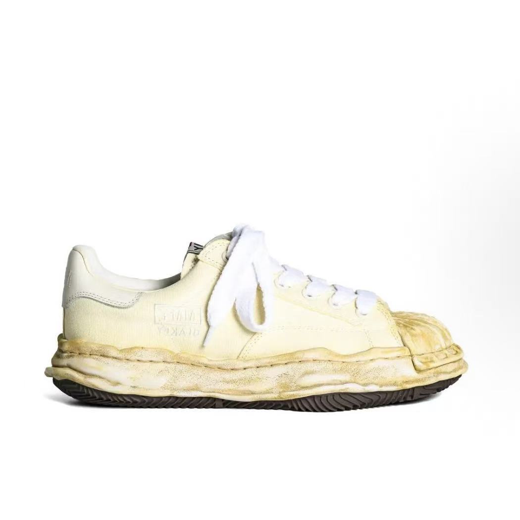 메종 미하라 야스히로 Blakey 로고 레이스업 스니커즈 화이트 남녀공용