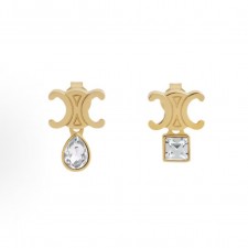 셀린느 브랜드 로고 브라스 이어링 여성 골드