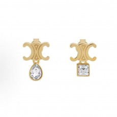 셀린느 브랜드 로고 브라스 이어링 여성 골드