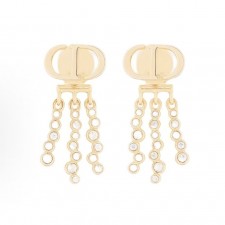 디올 CD 시그니처 크리스탈 이어링 여성용 골드