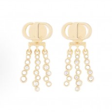 디올 CD 시그니처 크리스탈 이어링 여성용 골드