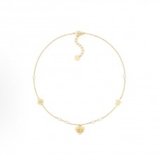 디올 럭키 시리즈 유니크 디자인 레진 진주 목걸이 여성용 골드