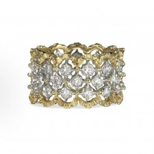 부첼라티 오픈워크 장식 다이아몬드 화이트·옐로우 골드 링 여성용 골드