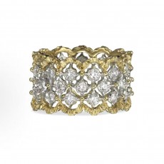 부첼라티 오픈워크 장식 다이아몬드 화이트·옐로우 골드 링 여성용 골드