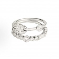 에르메스 알파벳 로고 18K 화이트골드 링 남녀공용 커플링