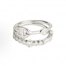 에르메스 알파벳 로고 18K 화이트골드 링 남녀공용 커플링