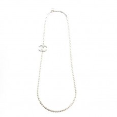 샤넬 CC 로고 펄 장식 목걸이 여성 화이트