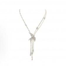 샤넬 25S 봄여름 플라잉버드 디자인 글라스 진주 목걸이 남여공용 실버