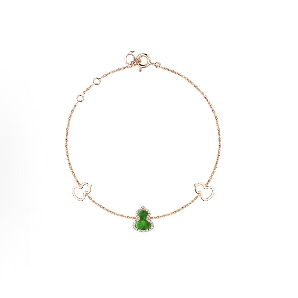 Qeelin Wulu 시리즈 호리병 펜던트 로즈 골드 다이아몬드 팔찌 여성용