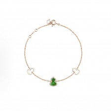 Qeelin Wulu 시리즈 호리병 펜던트 로즈 골드 다이아몬드 팔찌 여성용