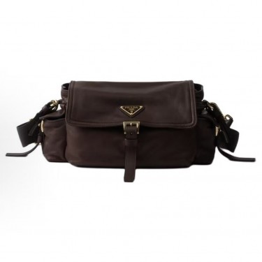 프라다 익스플로어 미디움 램스킨 숄더백 1BD394 갈밤색