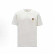 몽클레르 솔리드 로고 패치 라운드넥 반팔 티셔츠 남성용 화이트 (탑몽X)