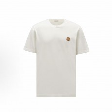 몽클레르 솔리드 로고 패치 라운드넥 반팔 티셔츠 남성용 화이트 (탑몽X)