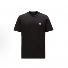 몽클레르 솔리드 로고 패치 라운드넥 반팔 티셔츠 남성용 블랙 (탑몽X)