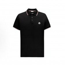 몽클레르 남성 솔리드 컬러 오버핏 폴로 반소매 티셔츠 블랙 (탑몽X)