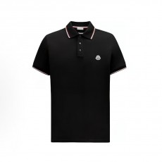 몽클레르 남성 솔리드 컬러 오버핏 폴로 반소매 티셔츠 블랙 (탑몽X)