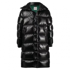 몽클레르 FW21 Hanoverian 시리즈 광택 솔리드 컬러 후드 미디 구스다운 패딩 블랙 (탑몽X)