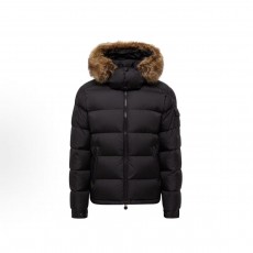 몽클레르 남성 Mayaf 시리즈 솔리드 컬러 후드 지퍼 숏 구스다운 재킷 블랙 (탑몽X)