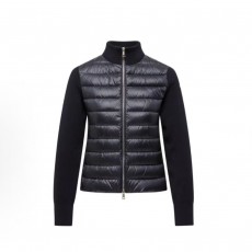 몽클레르 패디드 코듀로이 패디드 울 집업 가디건 여성용 울 혼방 배색 하이넥 다운 자켓 (탑몽X)