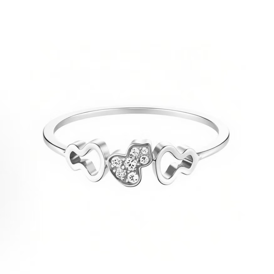 큐일린 Wulu 18K 화이트 골드 오픈워크 파베 링 여성용