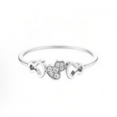 큐일린 Wulu 18K 화이트 골드 오픈워크 파베 링 여성용