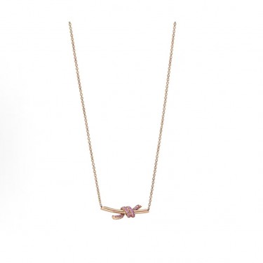 티파니 Knot 시리즈 18K 로즈골드 로고 목걸이 여성용