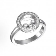 쇼파드 해피 다이아몬드 로고 장식 K골드 링 여성용 실버