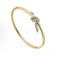 티파니 티파니 노트 시리즈 로프 결 디테일 다이아몬드 18K 골드 팔찌 여성용