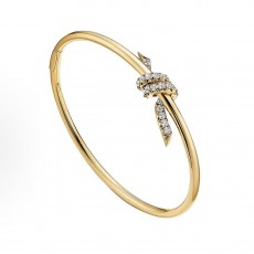 티파니 티파니 노트 시리즈 로프 결 디테일 다이아몬드 18K 골드 팔찌 여성용