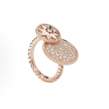 디올 로즈 데 방스 컴퍼스 로즈 10주년 기념 다이아몬드 반지 남녀공용 골드