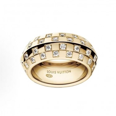 루이비통 로고 각인 다이아몬드 반지 남녀공용 골드