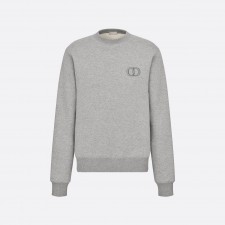 디올 에센셜 코튼 기모 CD 아이콘 자수 라운드넥 긴팔 맨투맨 남성용 그레이 (B+공장)