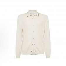 브루넬로 쿠치넬리 SS25 솔리드 싱글 버튼 긴팔 셔츠 남성용 베이지 (B+공장)