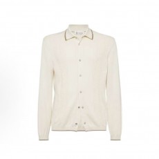 브루넬로 쿠치넬리 SS25 솔리드 싱글 버튼 긴팔 셔츠 남성용 베이지 (B+공장)