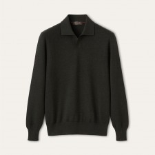 로로피아나 FW25 긴팔 라인 포인트 폴로셔츠 남성용 블랙 (B+공장)