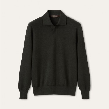 로로피아나 FW25 긴팔 라인 포인트 폴로셔츠 남성용 블랙 (B+공장)