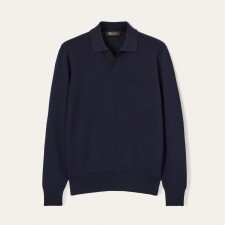 로로피아나 FW25 긴팔 라인 포인트 폴로셔츠 남성용 블루 (B+공장)