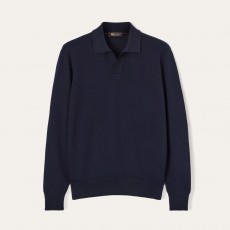 로로피아나 FW25 긴팔 라인 포인트 폴로셔츠 남성용 블루 (B+공장)