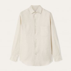 로로피아나 솔리드 칼라 싱글 버튼 긴팔 셔츠 남성용 아이보리 (B+공장)