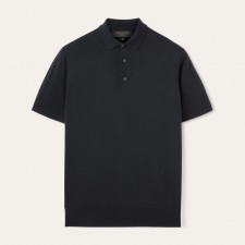 로로피아나 MM 폴로 셔츠 솔리드 로고 직통 반팔 폴로 남성용 블랙 (B+공장)