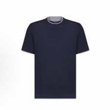 브루넬로 쿠치넬리 크루넥 반소매 티셔츠 남성 네이비 (B+공장)