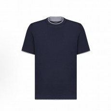 브루넬로 쿠치넬리 크루넥 반소매 티셔츠 남성 네이비 (B+공장)