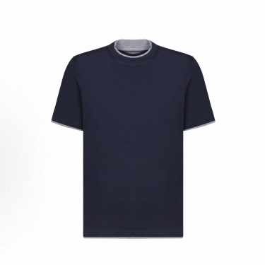 브루넬로 쿠치넬리 크루넥 반소매 티셔츠 남성 네이비 (B+공장)