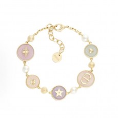 디올브랜드 로고 배지 장식 레진 커플 브레이슬릿