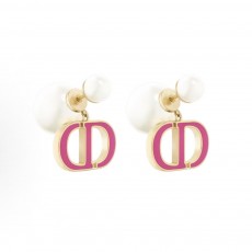 디올 CD 로고 비드 장식 레진 메탈 이어링 여성용 핑크