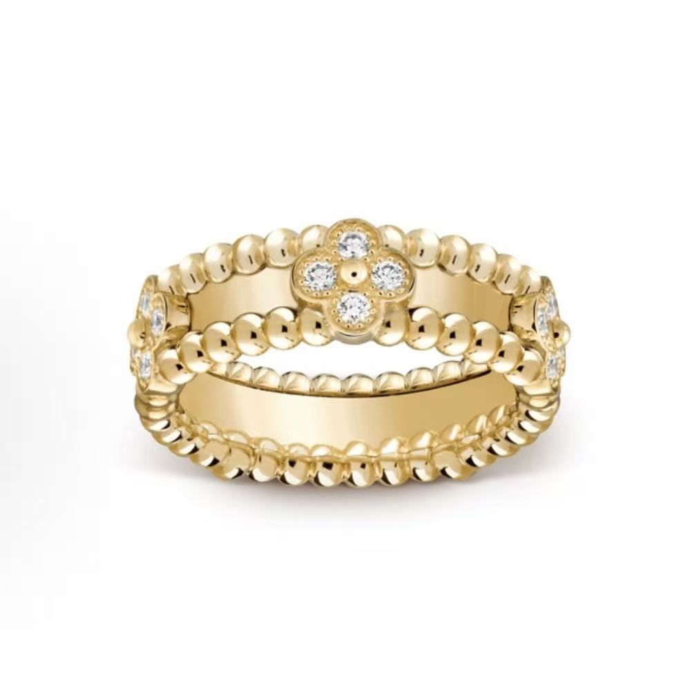 반클리프 아펠 만화경 퍼리 스위트 클로버 K골드 다이아몬드 반지 여성용