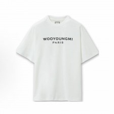 WOOYOUNGMI 솔리드 라운드넥 반팔 티셔츠 남녀공용 화이트